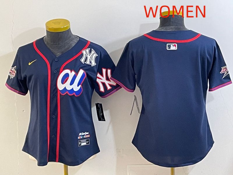 Women 2025 New York Yankees Blank Drak Blue All star Nike MLB Jersey style 03